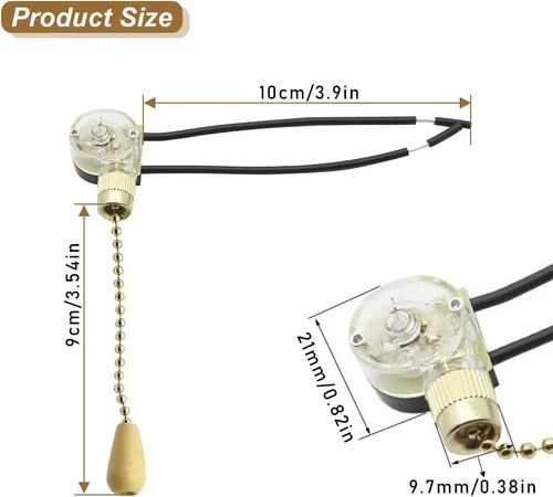 Vista 2 de Paquete de 4 cables para ventiladores de luz de techo, lámparas y luces de pared, interruptor de cadena de tracción, reemplazo de encendido