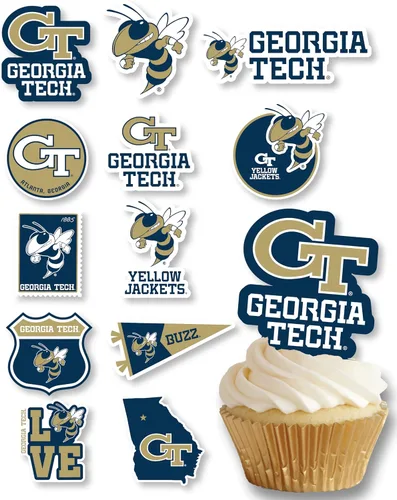 Vista 18 de Decoraciones para cupcakes de la Universidad de Alabama, suministros para fiestas de fútbol americano, cumpleaños, graduación (24 piezas)