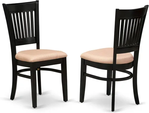 Vista 4 de East West Furniture ANVA3-BLK-C - Juego de mesa de comedor moderno de 3 piezas que contiene una mesa de cocina redonda con pedestal y 2 sillas