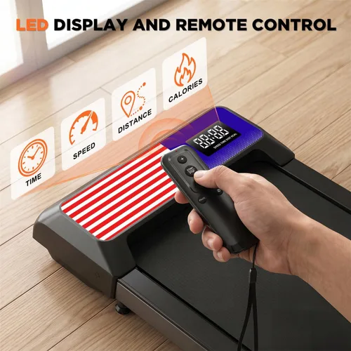Vista 3 de Under Desk Treadmill with Incline, Portable Walking Pad with Handlebar Rojo