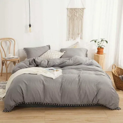 Vista 14 de Edredón hippie puro con borlas para dormitorio, manta bohemia con flecos indios, funda de edredón de algodón para mujer con fundas de almohada