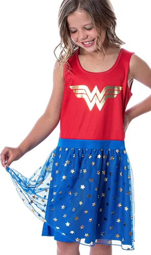 Vista 3 de DC Comics - Vestido de pijama para niña con logotipo y estrellas