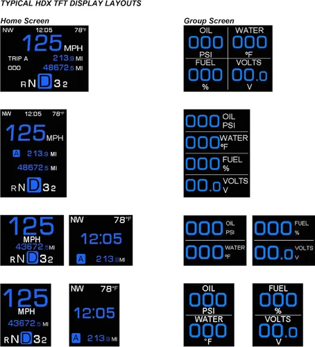 Vista 4 de Dakota Digital 55-59 Chevy Pickup Kit de medidor personalizable BlackAlloy HDX-55C-PU-K