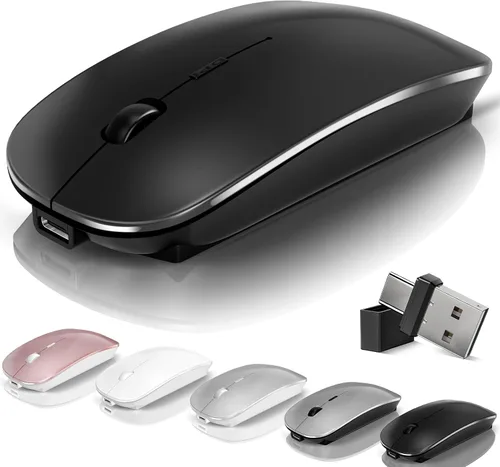 Vista 10 de Mouse para portátil inalámbrico Bluetooth - MacBook Air Mac Pro PC iPad óptico recargable silencioso ratón con interruptor de modo dual Jiggler