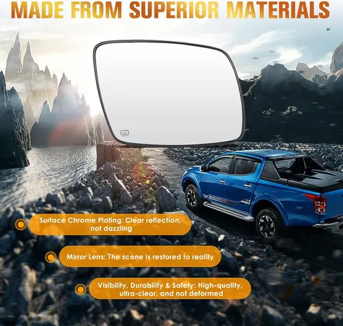 Vista 6 de Espejo calefactable para el lado derecho del pasajero para Dodge Journey 2009 2010 2011 2012 2013 2014 2015 2016 2017 2018 2019 repuesto