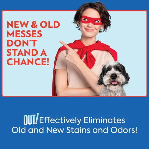 Vista 5 de OUT! PetCare - Spray removedor de olores y manchas para mascotas, limpiador de alfombras y pisos, desodorante para perros y gatos, fabricado