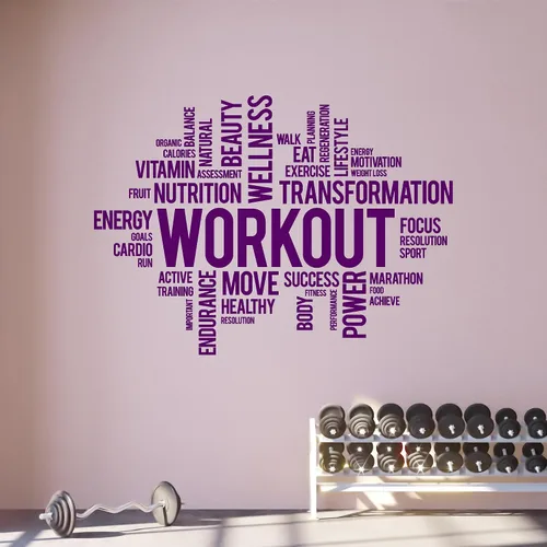 Vista 6 de Vinilo adhesivo de pared para entrenamiento, bienestar, gimnasio, gimnasio, gimnasio, gimnasio, deporte, palabras motivacionales, decoración grande