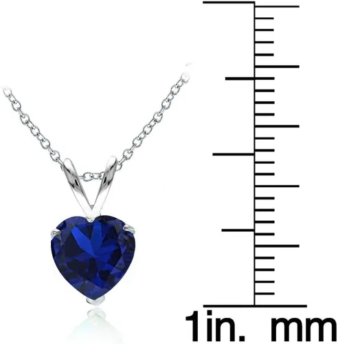 Vista 3 de Collar con piedra de nacimiento auténtica, simulada o creada solitaria, forma de corazón, plata esterlina, 7 mm, 18 pulgadas