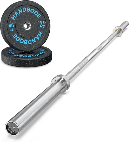 Vista 20 de HANDBODE Olympic High-Bounce Bumper Plates Bench Press Barbell Weights Set 2 - Inch, 10-55 lb Rubber Weight Sets for Home Gym, Strength Training