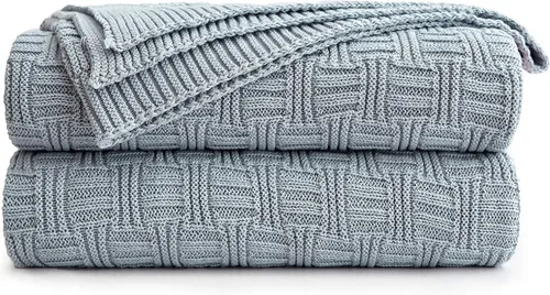 Vista 14 de Manta de Punto de Algodón Marrón Oscuro para Sofá Cama - Decorativa para el Hogar Suave y Acogedora Tejido de Suéter Otoñal de Punto Trenzado - 2.2