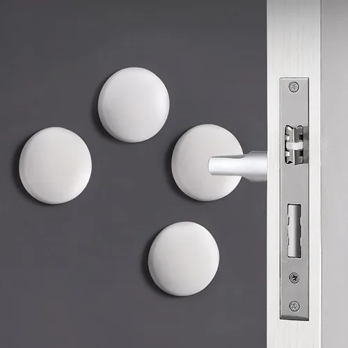 Vista 5 de Protector de pared para tope de puerta de 3.15 pulgadas, 4 piezas de amortiguadores de manija de puerta de silicona suave blanca, a prueba