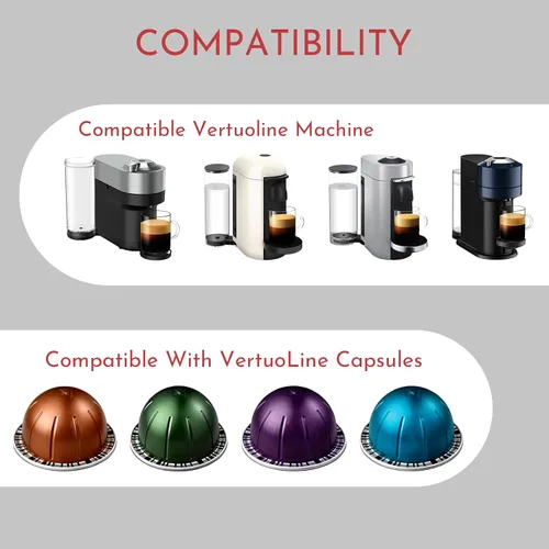 Vista 8 de BinZetic® Kit de recarga de cápsulas Vertuoline reutilizable, diseño de papel de aluminio fácil de cortar en la parte inferior y 100 tapas