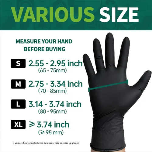 Vista 8 de Supmedic Vinyl Disposable Exam Gloves, Black 4Mil Powder-Free Latex-Free Medical Food Safe Cooking Cleaning Glove 100 &1000Ct