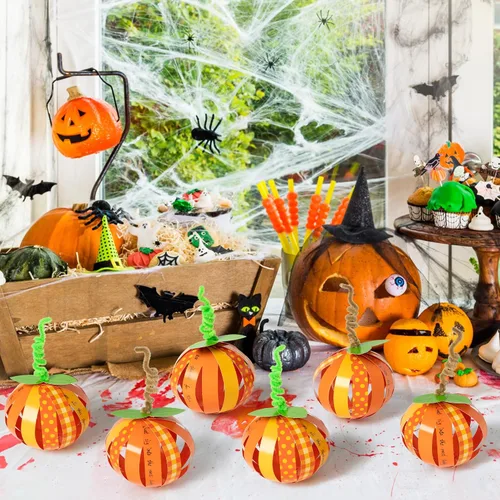 Vista 4 de BeYumi 30 piezas de tira de papel de Acción de Gracias, kit de manualidades de calabaza de gratitud de otoño, manualidades religiosas, decoración