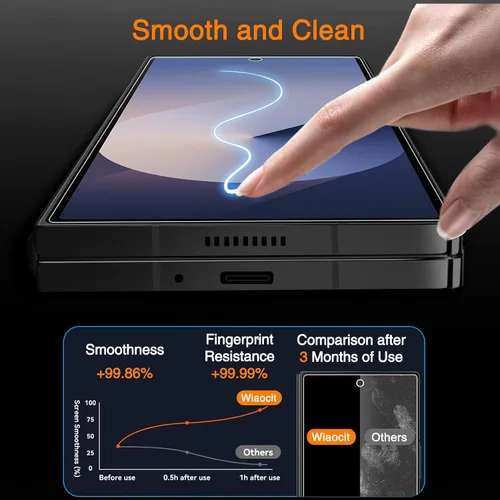 Vista 4 de Wiaocit Paquete de 3 protectores de pantalla de vidrio templado de dureza 9H y 3 protectores para lentes de cámara para Samsung Galaxy Z Fold 7