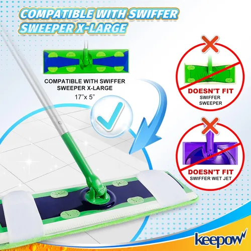 Vista 2 de KEEPOW Almohadillas de microfibra para trapeadores Swiffer XL, reutilizables, para mopa húmeda y seca, compatibles con Swiffer Sweeper XL, repuesto