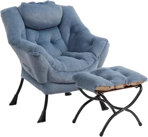 Vista 20 de Furlide - Silla perezosa con otomana, silla moderna con reposapiés plegable, silla de acento de salón, silla de lectura cómoda, sillones grandes