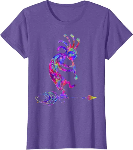 Vista 26 de Native American Kokopelli With Feather 2 - Camiseta Fan Fun, Negro, S