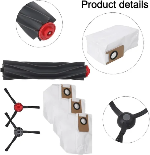 Vista 2 de RichVibe Piezas de repuesto para aspiradora o para eufy 3 en 1 E20 Robot Aspirador con 2 cepillos laterales, 3 bolsas, 1 cepillo principal