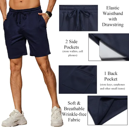 Vista 5 de COOFANDY Pantalones cortos deportivos para hombre, paquete de 2 pantalones cortos de entrenamiento deportivo de 7 pulgadas con bolsillos