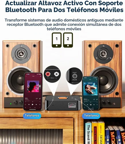 Vista 4 de Adaptador Bluetooth 6.0 a RCA para receptor estéreo, receptor Bluetooth de baja latencia de largo alcance para el hogar, adaptador de audio