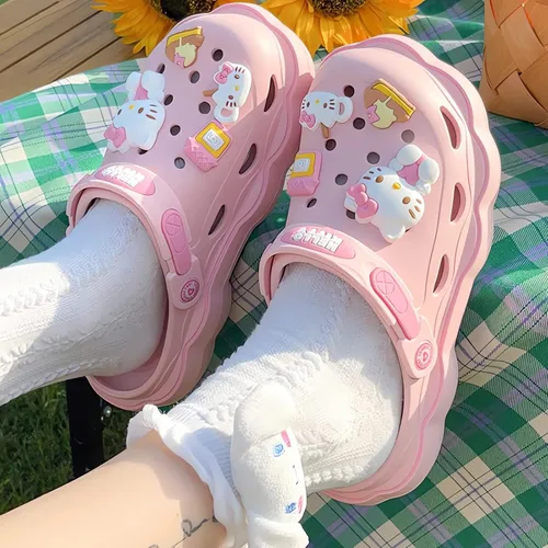 Vista 4 de FZFADACAI Kawaii Shoes - Sandalias de ducha para mujer, antideslizantes, informales, bonitas, de dibujos animados, suela gruesa, pantuflas de playa