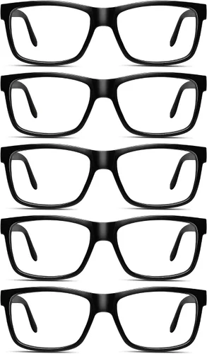 Vista 8 de Paquete de 5 lentes de lectura para hombres y mujeres, con bloqueo de luz azul, para lectura frente a la computadora, reflejos UV (negro, 3.75x)