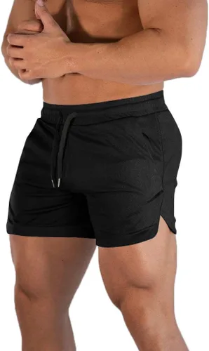 Vista 20 de FLYFIREFLY Pantalones cortos de entrenamiento de gimnasio para hombre, ligeros, atléticos, pantalones cortos para entrenamiento de culturismo