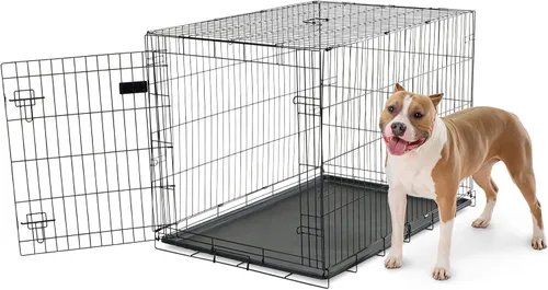 Vista 14 de Jaula de perro Carlson segura y compacta de doble puerta de metal, mediana con panel divisor