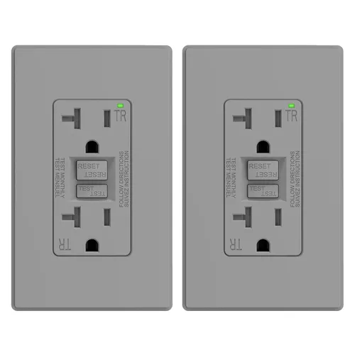 Vista 31 de ELEGRP Toma GFCI de 15 amperios, toma eléctrica GFI de autoprueba con diseño más delgado, receptáculo GFCI resistente a manipulaciones TR