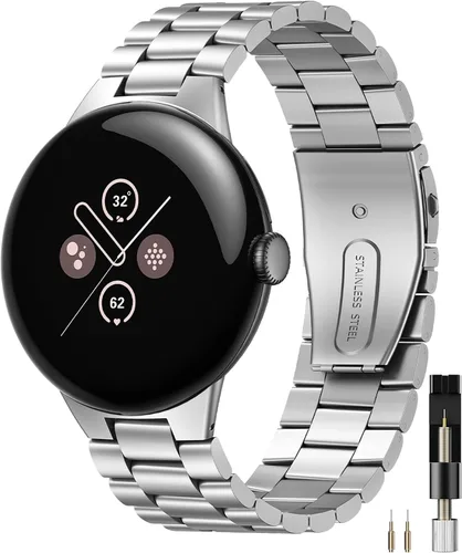 Vista 10 de Miimall - Correas de pulsera de negocios para Google Pixel Watch 4/3 de 41 mm, correa de acero inoxidable sólido ajustable anticorrosión para Pixel