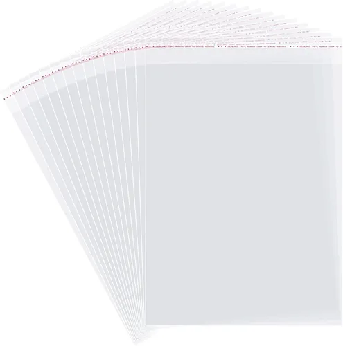 Vista 9 de Bolsas de celofán resellables transparentes de 7 x 10 pulgadas, autoadhesivas, 100 bolsas de celofán autosellantes