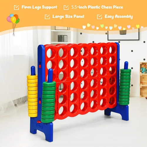 Vista 5 de ARLIME Juego gigante de conexión 4 en fila, juego de juguetes jumbo de 4 en puntuación de 47 pulgadas con palanca de liberación rápida, anillo