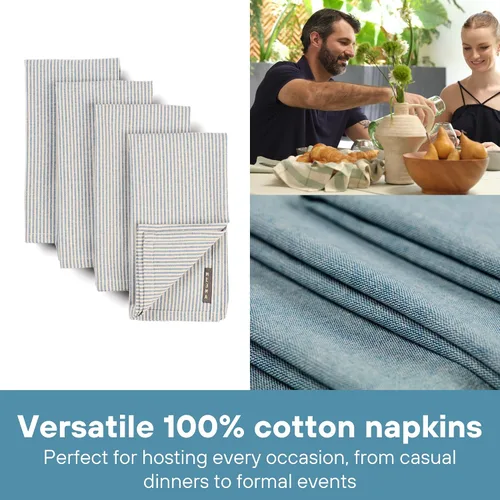 Vista 5 de MEEMA Servilletas de tela Servilletas de tela de algodón lavables hechas de materiales reciclados Juego de regalo de mesa de cocina 19.5 x