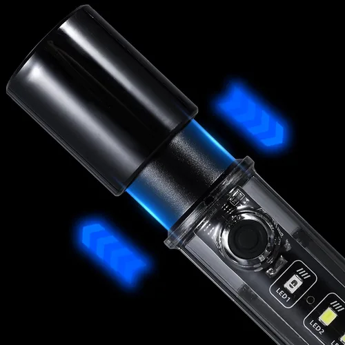 Vista 7 de VAVOFO Linterna LED, cuerpo de aluminio, linterna LED EDC púrpura - USB-C recargable, impermeable, enfoque de zoom, 3 modos, estroboscópico