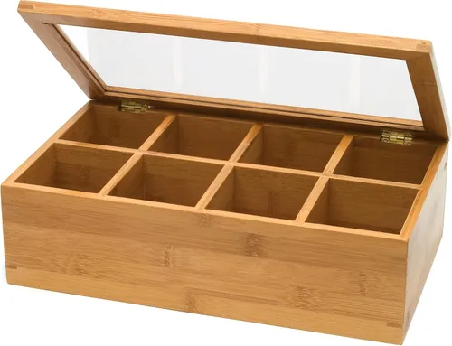 Vista 6 de Lipper International Caja de té de madera de bambú con 8 compartimentos, 12-3/8" x 7-3/8" x 3-3/5