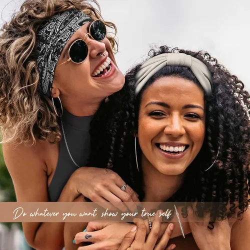 Vista 3 de Awumbuk Diademas anchas para mujeres anudadas antideslizantes bandas para la cabeza suaves diadema turbante accesorios para el cabello boho africano