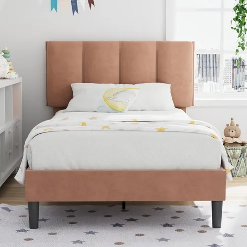 Vista 65 de VECELO Base de cama de tamaño individual con cajón de almacenamiento, base de cama de plataforma resistente con cabecera y fuerte soporte de Negro