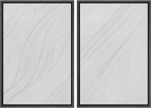 Vista 83 de Ashbrook - Set de arte de pared en lienzo enmarcado, tonos orgánicos de la tierra en beige y marrón con ilustraciones de trazos circulares, arte