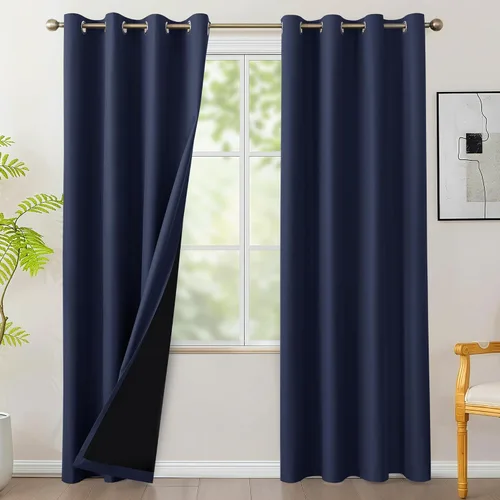 Vista 11 de BONZER - Juego de 4 paneles de cortinas 100% opacas, cortinas de ventana con aislamiento térmico y bloqueo de luz, de 63 pulgadas de largo, cortina