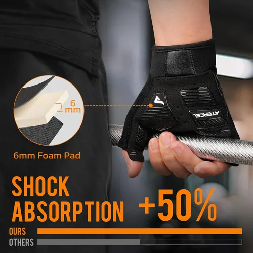 Vista 3 de ATERCEL Guantes de entrenamiento de gimnasio para hombres y mujeres, guantes de levantamiento de pesas con excelente agarre, guantes ligeros