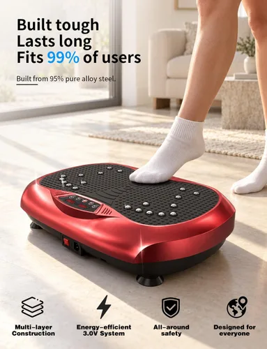 Vista 2 de Placa de vibración de cuerpo entero para drenaje linfático, 990 niveles de Rojo