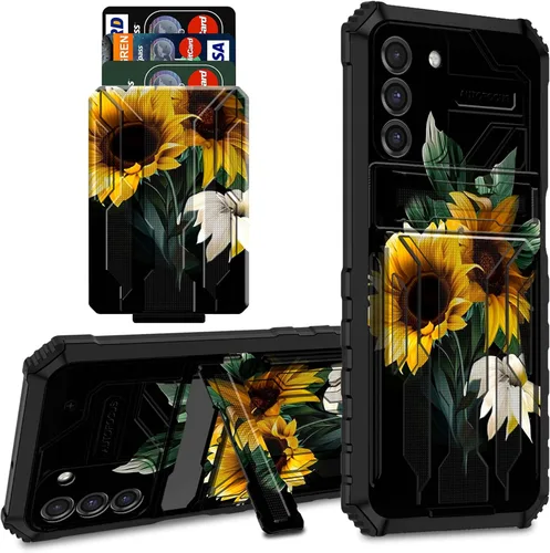 Vista 35 de Funda protectora de TPU suave para Samsung Galaxy A03S con soporte para tarjeta de crédito y soporte de doble capa de policarbonato duro de TPU
