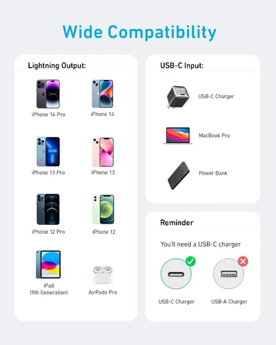 Vista 5 de Anker - Cable USB C a Lightning 310, cable con certificación MFi (3 pies, negro) Para iPhone 14 Series y más (cargador no incluido)