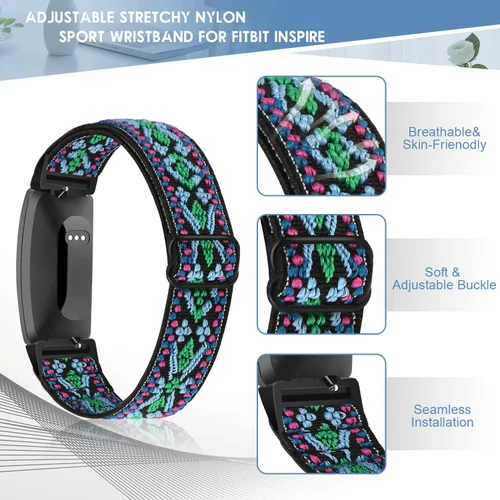 Vista 2 de Paquete de 10 bandas elásticas compatibles con Fitbit Inspire/Fitbit Inspire HR/Fitbit Inspire 2, pulsera de repuesto deportiva de nailon ajustable