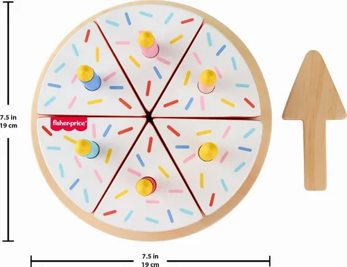 Vista 8 de Fisher-Price Conjunto de Pastel de Juguete de Madera de Juego de Simulación, 14 Piezas de Comida de Madera para Decorar y Servir para Juego de Niños