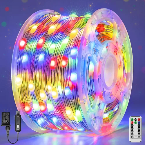 Vista 12 de Luces de Navidad para exteriores, 800 LED de 262 pies, luces de hadas multicolor IP67 impermeables, tira de luces enchufables con control remoto, 8