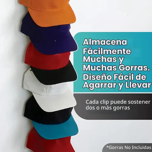 Vista 3 de Organizador de gorras de béisbol con 36 ganchos, Household Materials Perfect Curve Cap Rack System 36 with 12 Clips – Adjustable Hat Storage for