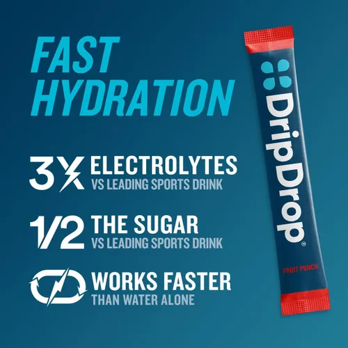 Vista 2 de DripDrop ORS Hydration - Paquetes de electrolitos en polvo - Ponche de frutas - 32