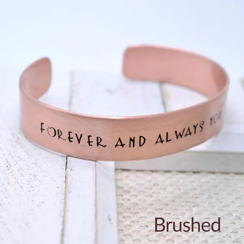Vista 8 de Personalized Rustic Copper Cuff Bracelet, Custom Message, Unisex Christmas Present for Him Her